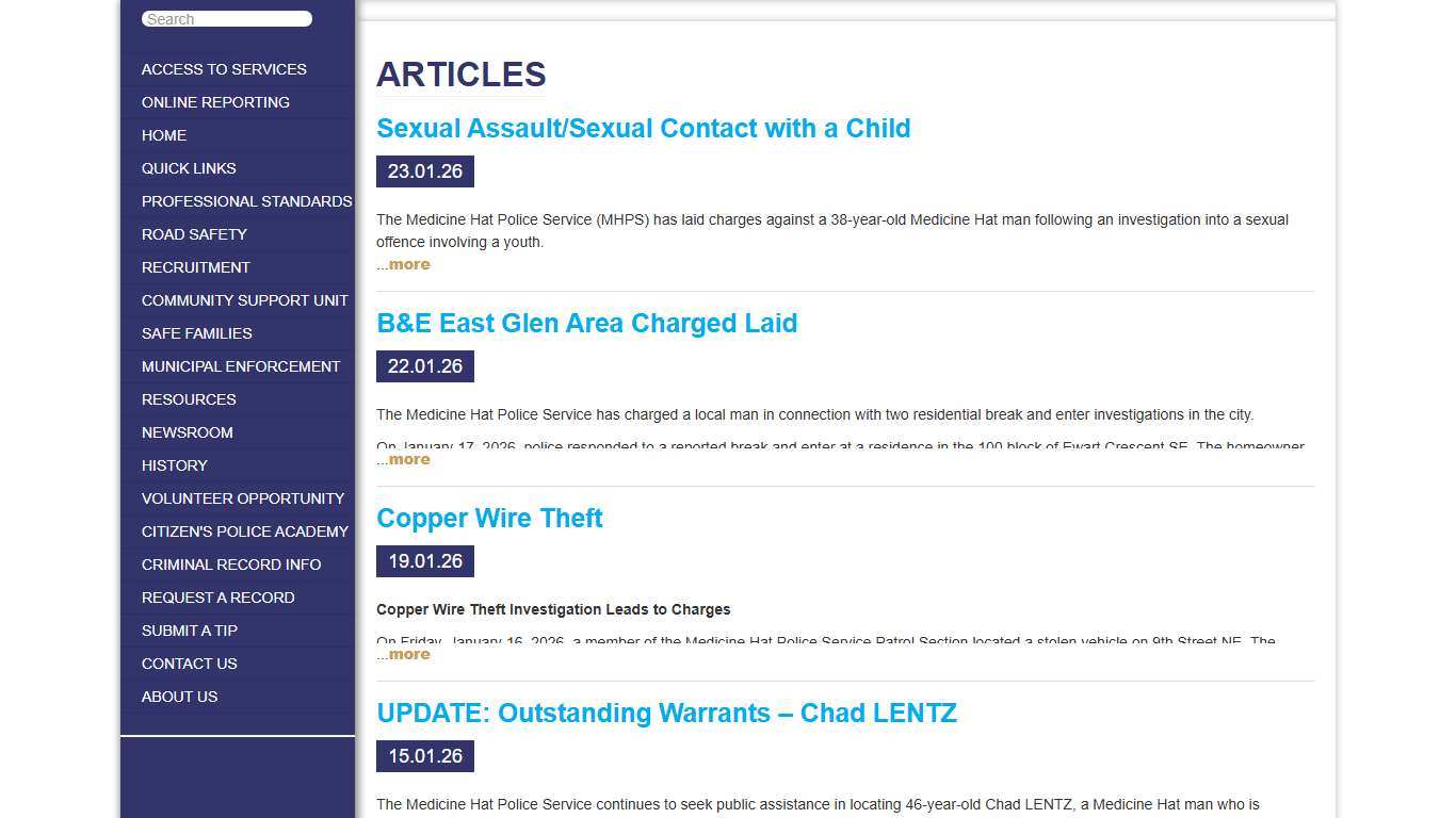 Media-release Medicine Hat Police Service